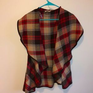 Plaid vest with oversized collar